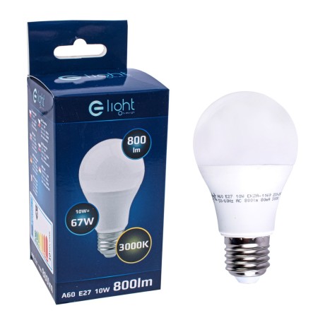 LED bulb 10W E27 A60. Colour: Warm