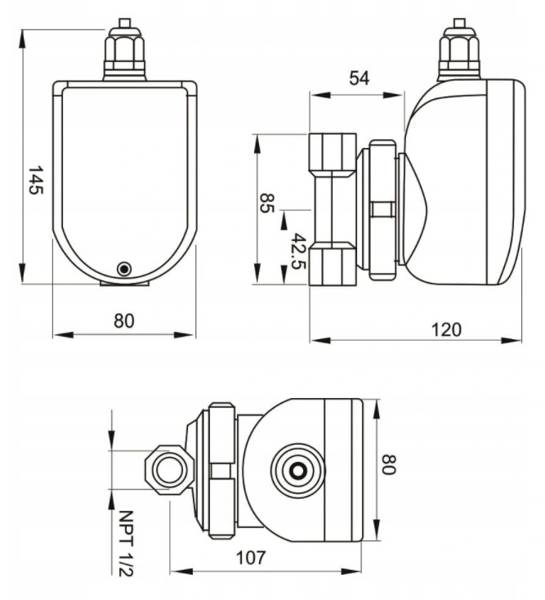 Pompa obiegowa cyrkulacyjna IBO CPI 15-15 - wymiary schemat