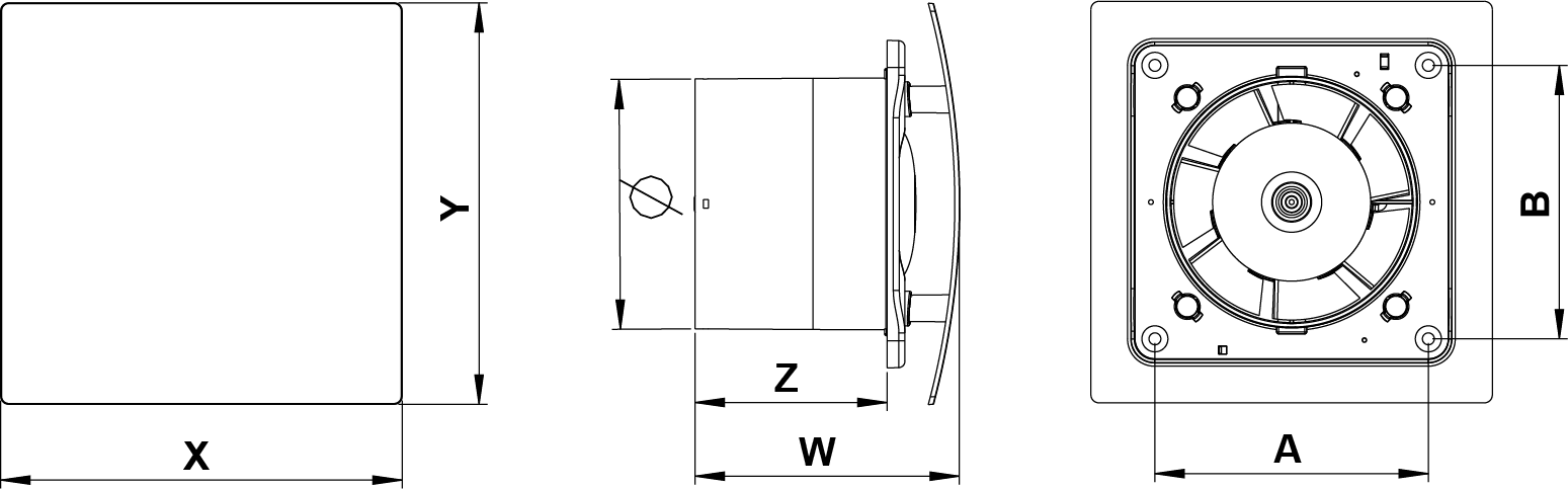 Wentylator wyciągowy AWENTA Escudo - wymiary